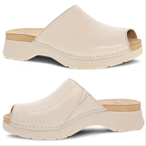 DANSKO Ravyn Peep Toe Platform Sandals Size 41 10.5 11 Ivory Leather NEW $140 - Picture 1 of 12